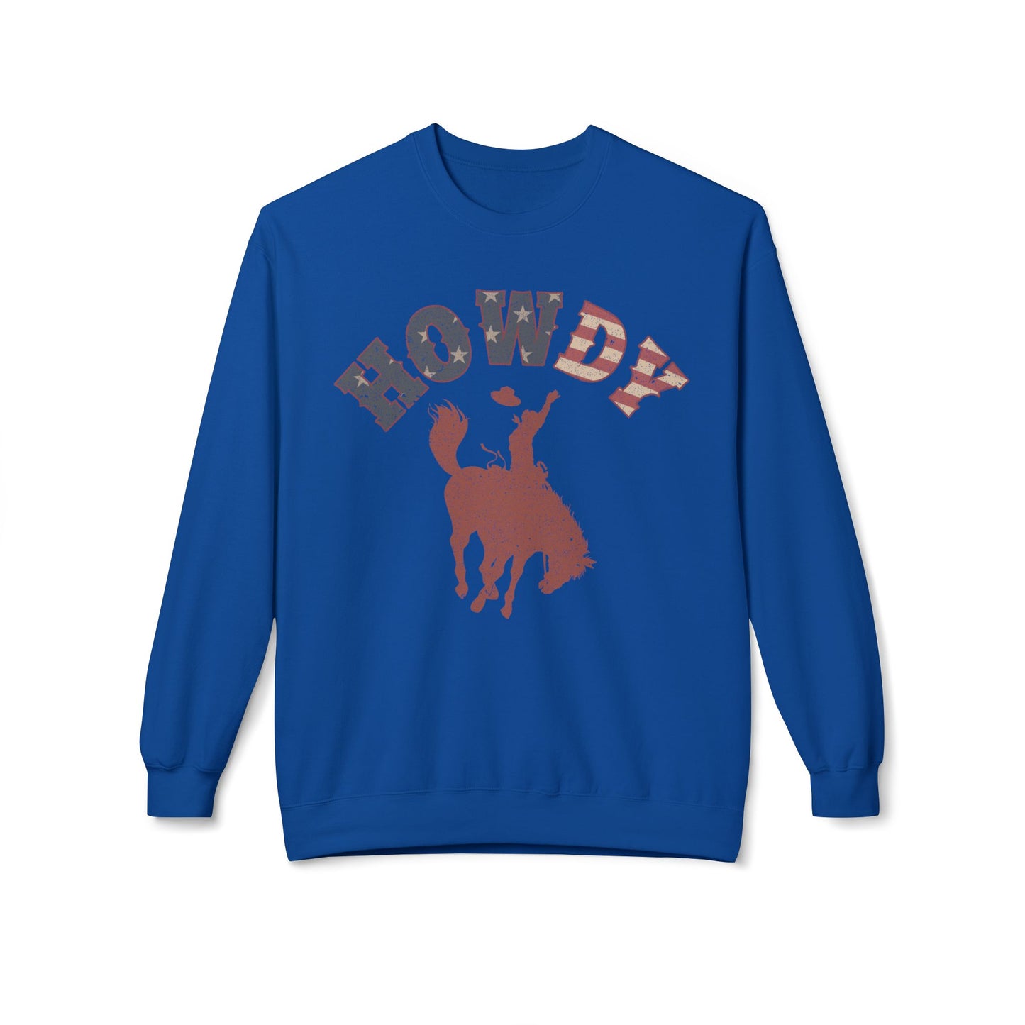 Howdy Cowboy Fleece Crewneck Sweatshirt, Casual Wear, Western Fashion, Gift for Him, Cozy Outfit, Holiday Present