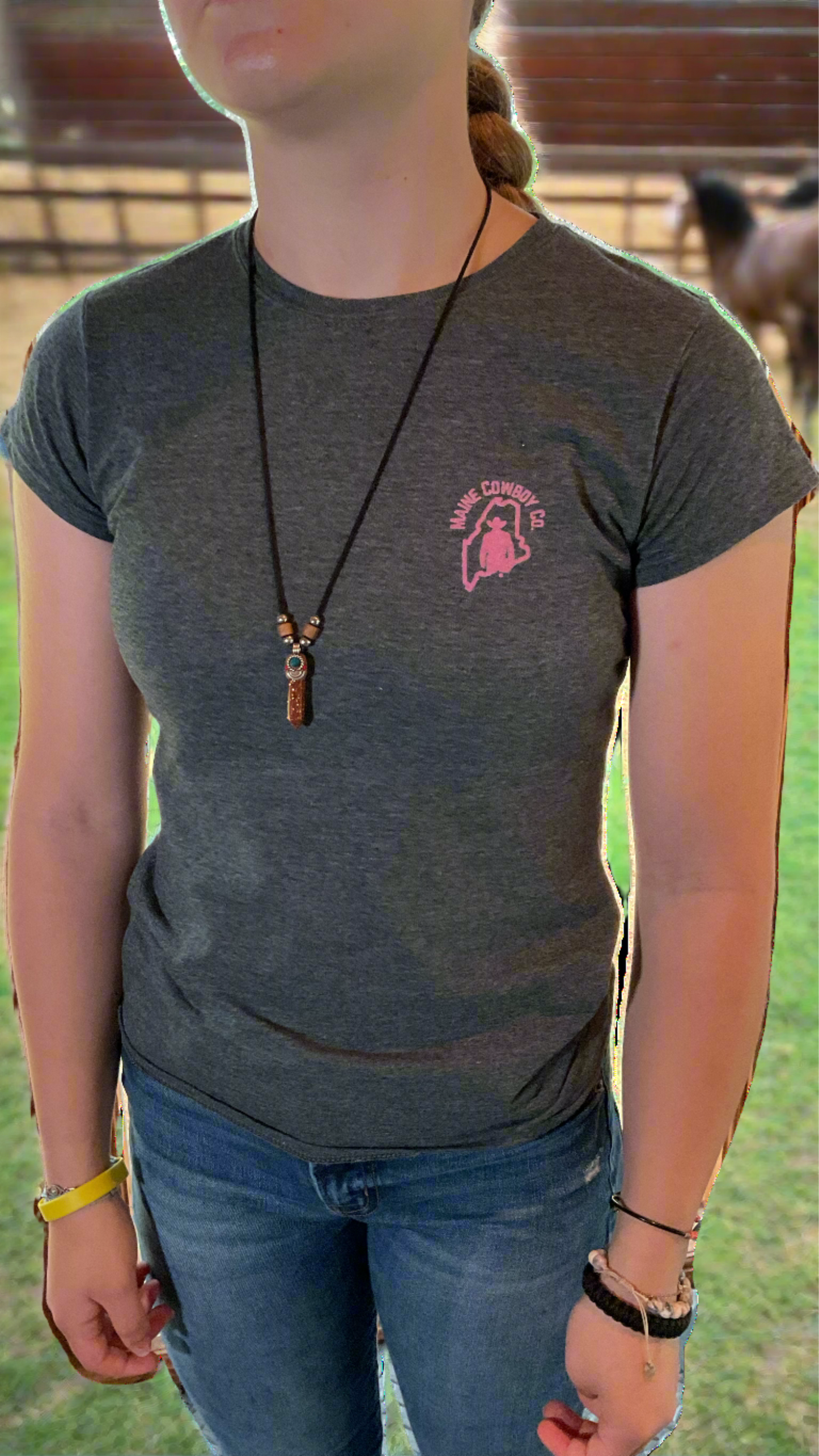 Ladies Neon State V-Neck Tee