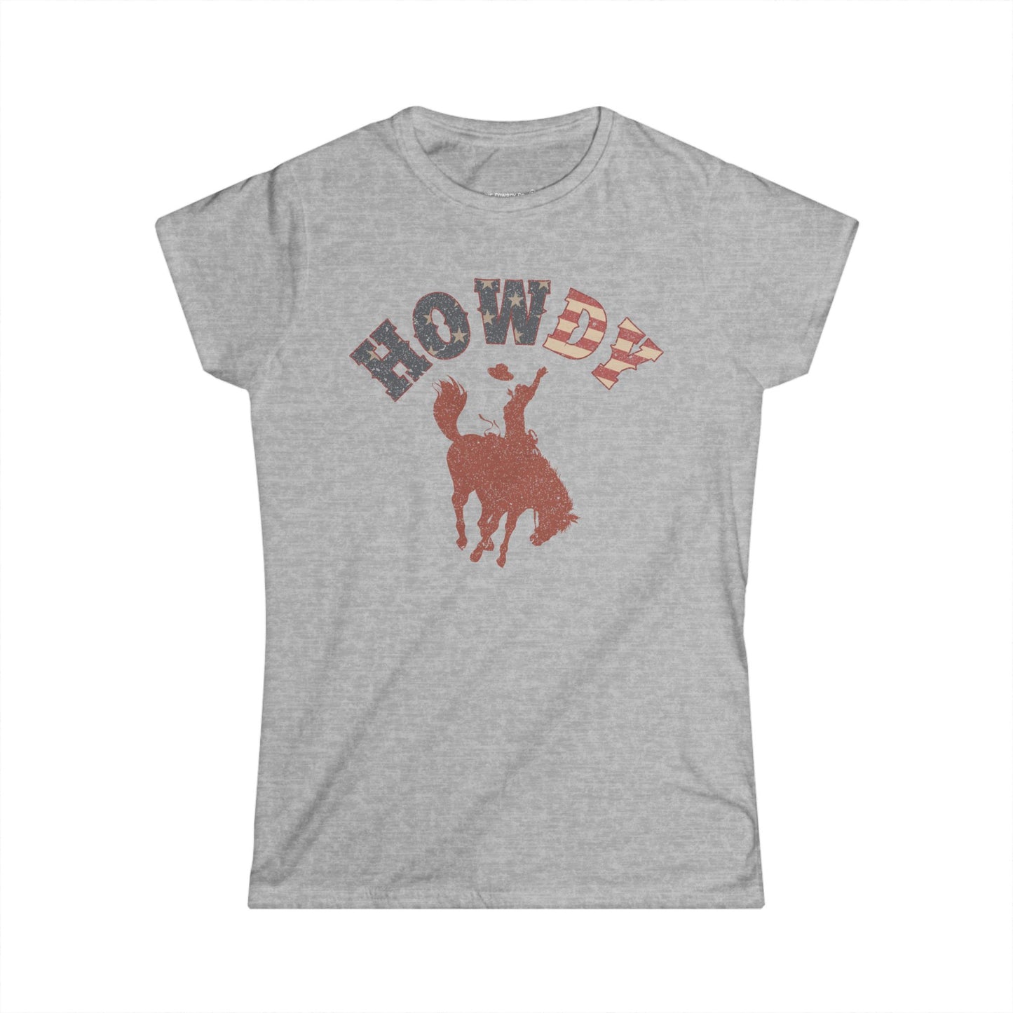 Rustic Howdy Women's Softstyle Tee, Western Shirt, Country Tee, Casual Wear, Gift for Cowgirls, Vintage Style Top
