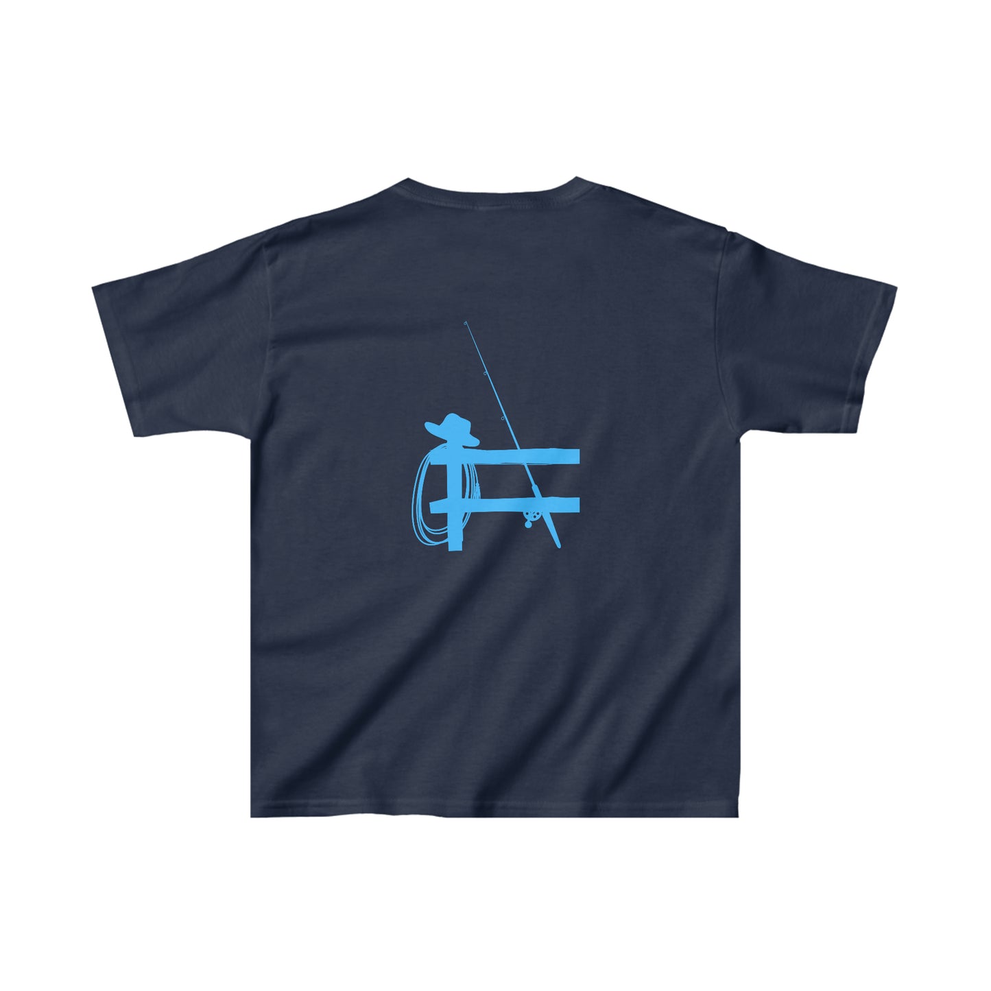 Kids Fishing Cotton Blue Logo Tee