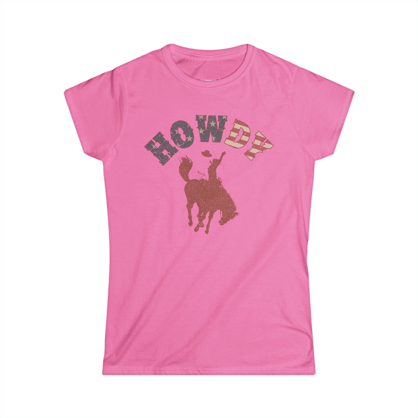 Rustic Howdy Women's Softstyle Tee, Western Shirt, Country Tee, Casual Wear, Gift for Cowgirls, Vintage Style Top