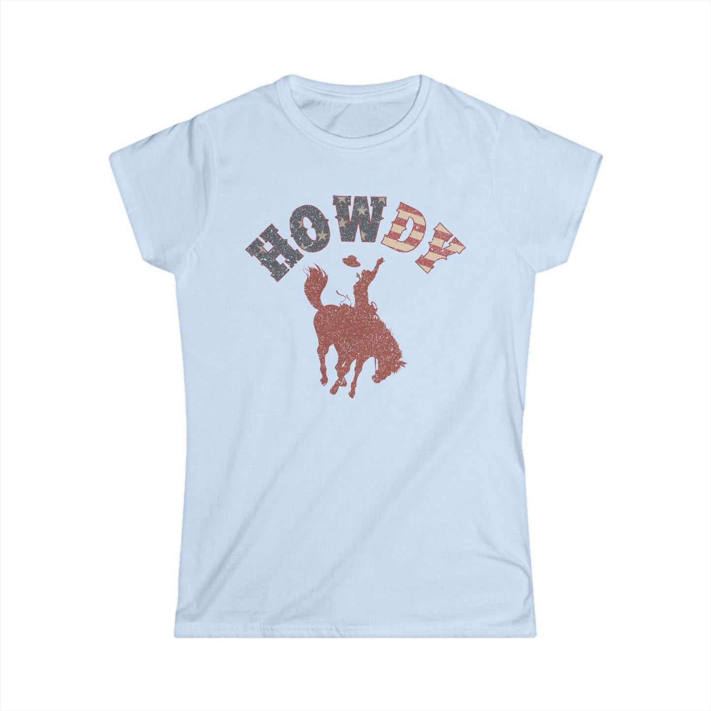 Rustic Howdy Women's Softstyle Tee, Western Shirt, Country Tee, Casual Wear, Gift for Cowgirls, Vintage Style Top
